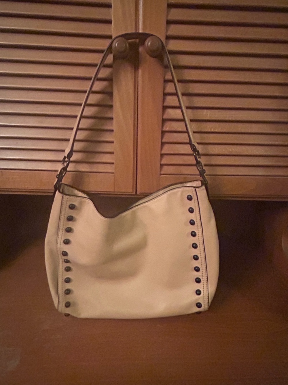 Loeffler Randall Neutral Cream Shoulder Hobo Bag with Stud Detail